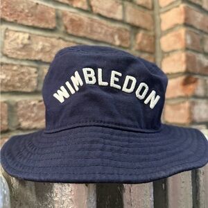 Wimbledon Navy Blue Bucket Hat with White Embroidered Logo